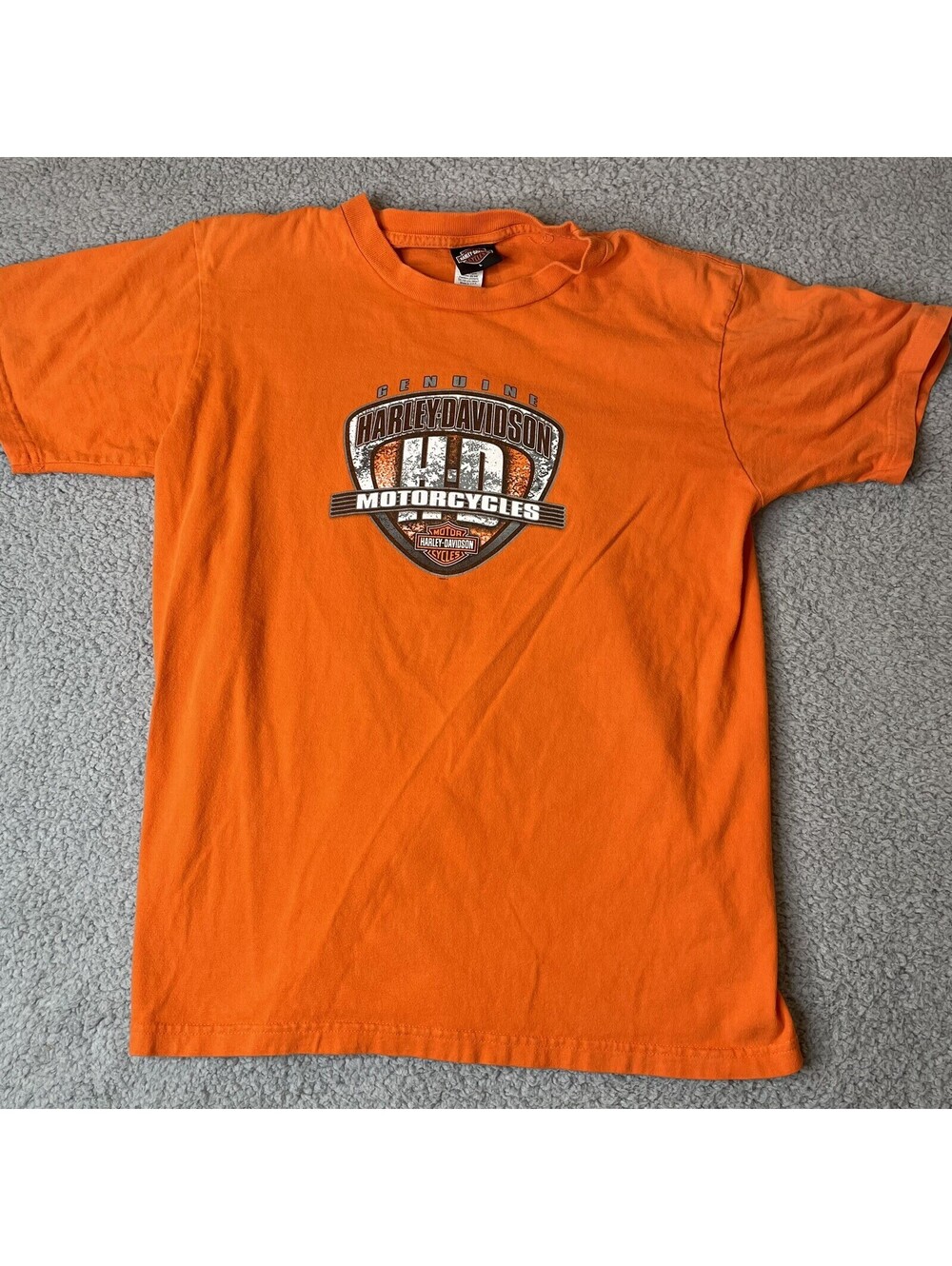 Harley Davidson Nassau Bahamas Graphic T-shirt Men Large Orange Made in USA HD